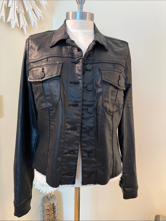 Kut from the Kloth Jackets & Blazers - Kut from the Kloth Kara Black Faux Leather Jean Jacket S